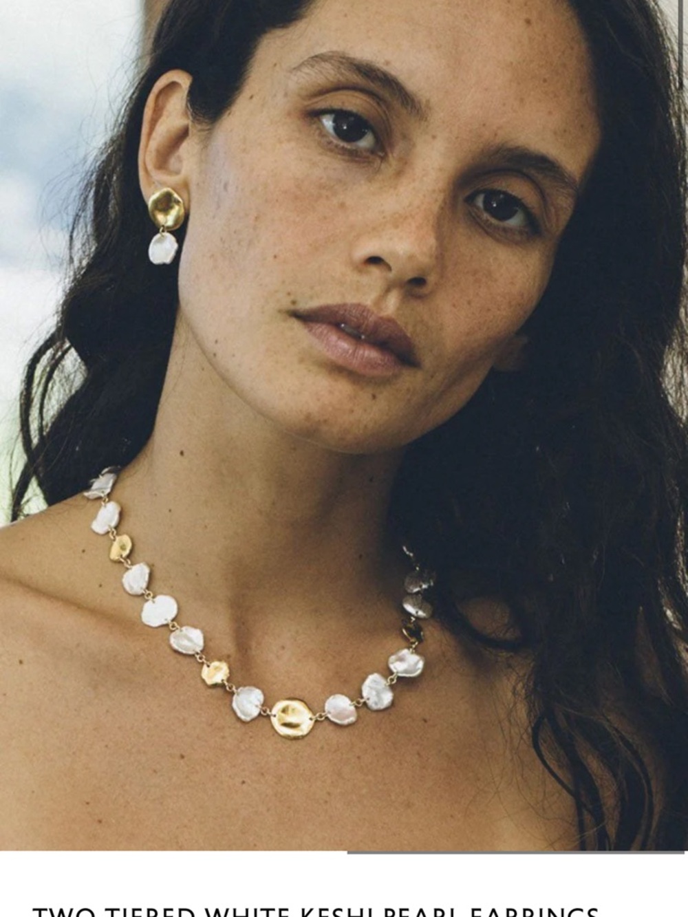 Chan Luu Two Tiered White Keshi Pearl Earrings - Picture 2 of 7
